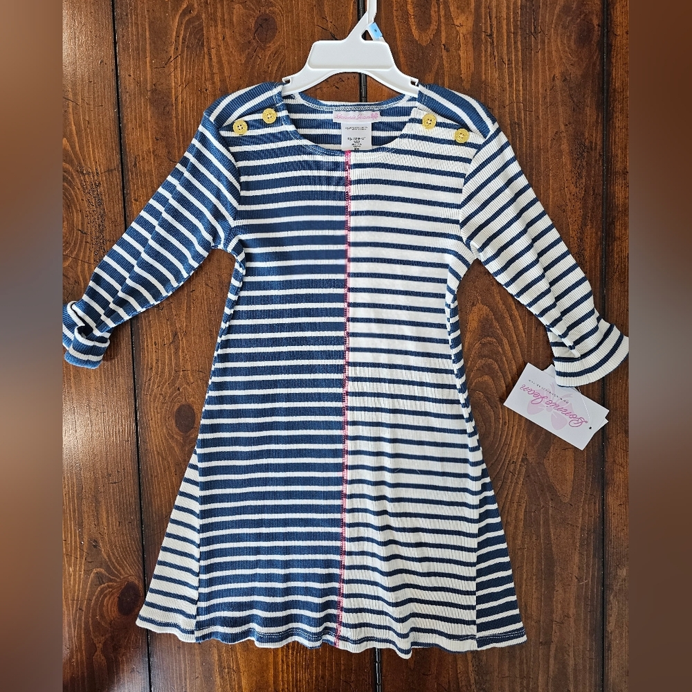 Bonnie Jean Red White & Blue Dress  Long Sleeves  4th Of July! Girl's Size 5 NWT